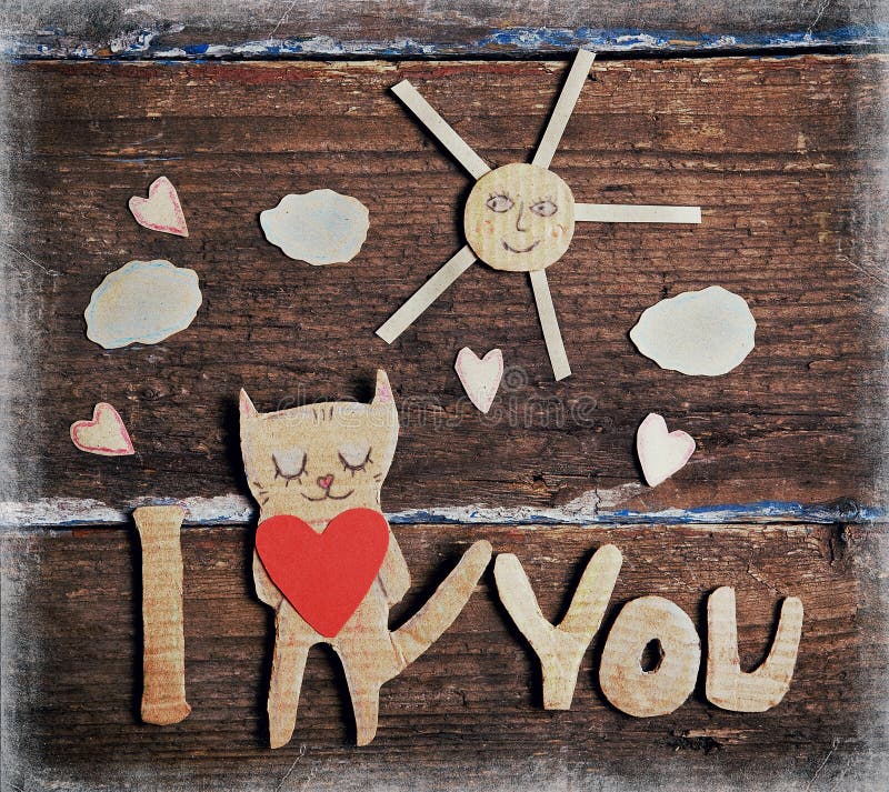 Gatto di carta nell'amore immagine stock libera da diritti Gatto di carta nell'amore immagine stock libera da diritti