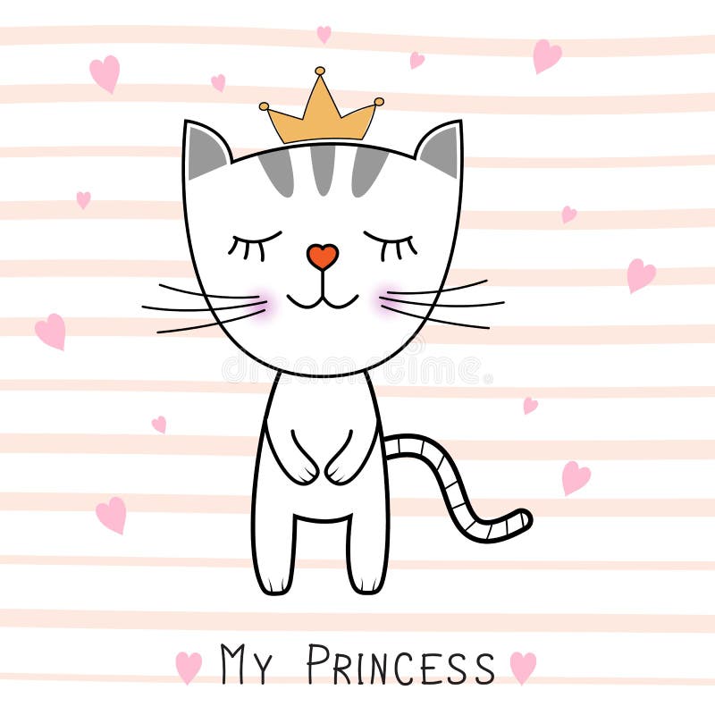 Gatto ed iscrizione svegli la mia principessa Cartolina d'auguri illustrazione vettoriale Gatto ed iscrizione svegli la mia principessa Cartolina d'auguri illustrazione vettoriale