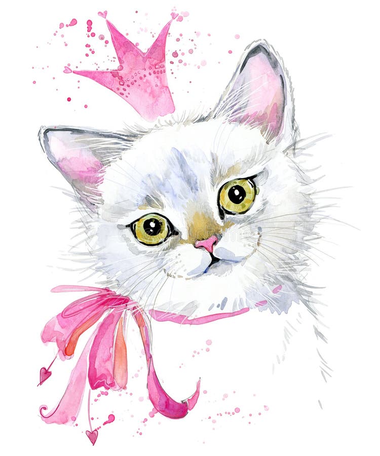 Gatto Gatto sveglio Acquerello Cat Illustration royalty illustrazione gratis Gatto Gatto sveglio Acquerello Cat Illustration royalty illustrazione gratis