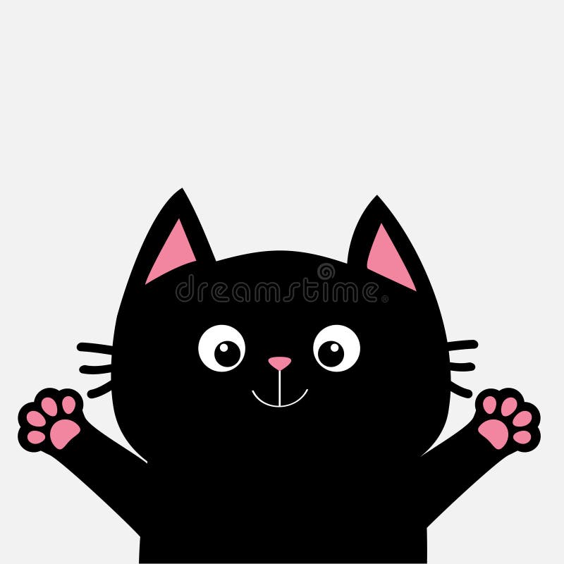 Gatto nero pronto per abbracciare Stampa aperta della zampa di rosa della mano Kitty che raggiunge per un abbraccio Animale diver illustrazione di stock Gatto nero pronto per abbracciare Stampa aperta della zampa di rosa della mano Kitty che raggiunge per un abbraccio Animale diver illustrazione di stock