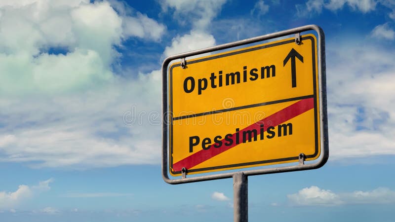 Gatuskylt till optimism kontra pessimism