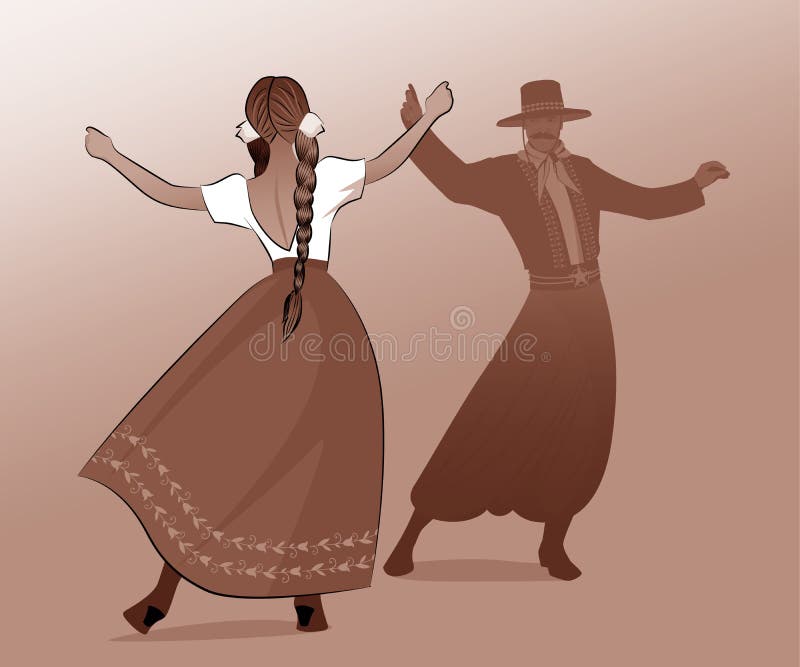 Gaucho Con El Bigote Y Sombrero Y Mujer Con Las Trenzas Que Bailan La Danza  Típica De Suramérica Stock de ilustración - Ilustración de argentina,  alineada: 135320439