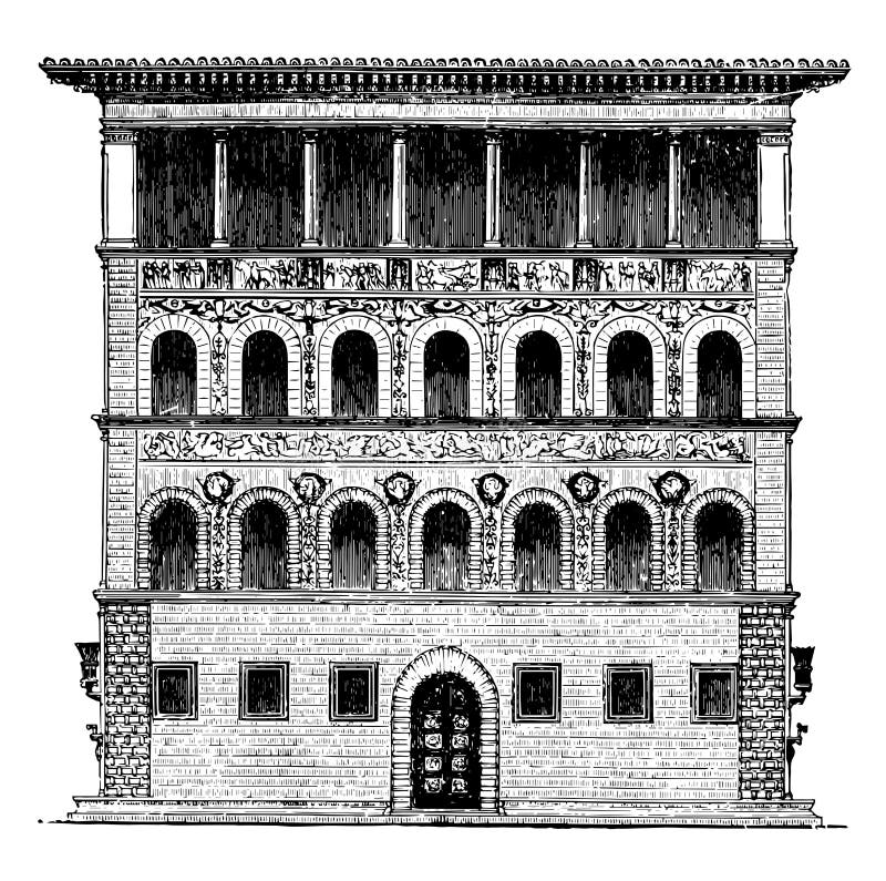 Gaudagni Palace at Florence Palaces of a Smaller Type Vintage Engraving ...