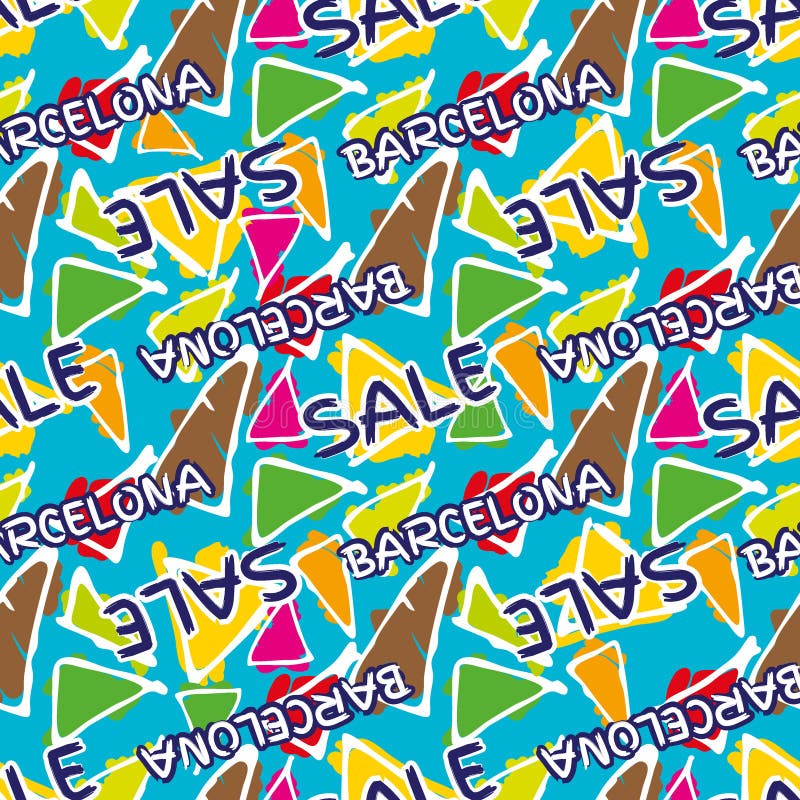 Gaudi mosaic pattern and word Barcelona. royalty free illustration