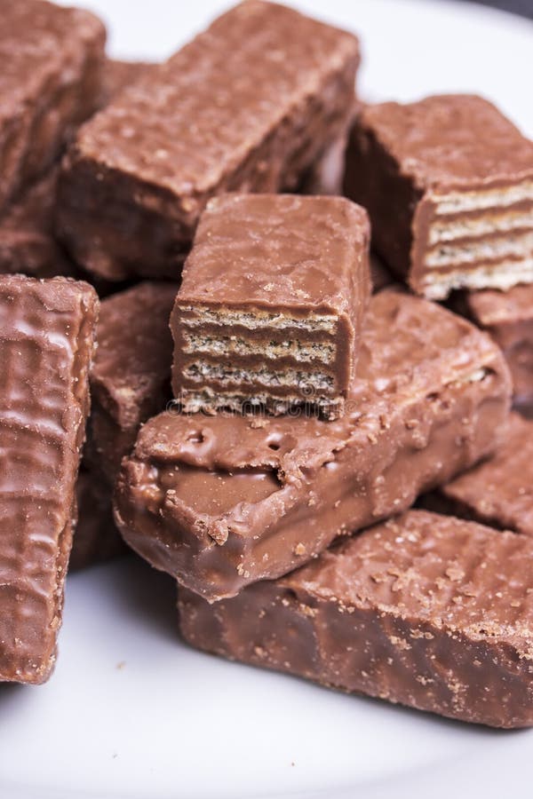 Gaufres de chocolat d'un plat photos stock Gaufres de chocolat d'un plat photos stock