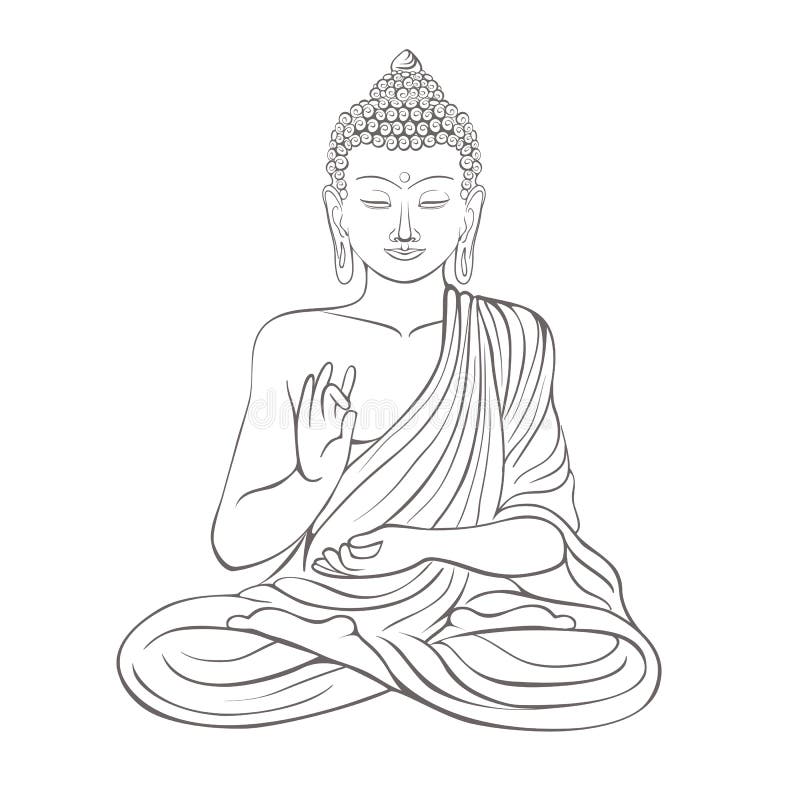 Gautama Buddha con la mano destra alzata sull'illustrazione di vettore