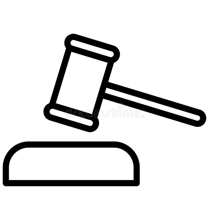 Gavel Line Isolated Vector Icon that Can Be Easily Modified or Edit