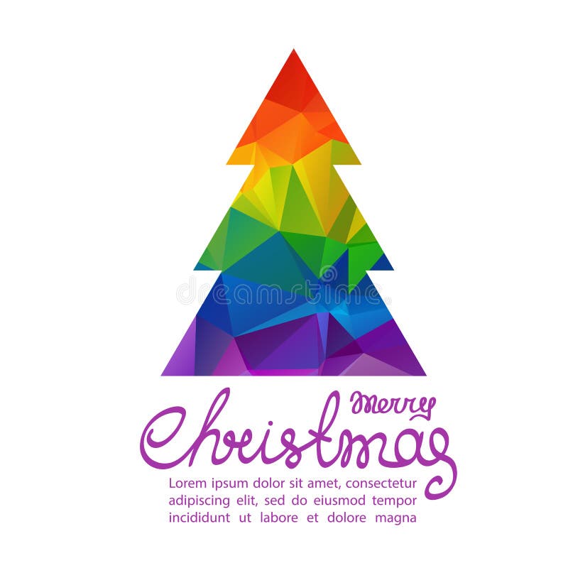 Rainbow Christmas tree with letters isolated on white background. Xmas vector illustration. Design element for greeting cards or flyers. Rainbow Christmas tree with letters isolated on white background. Xmas vector illustration. Design element for greeting cards or flyers.