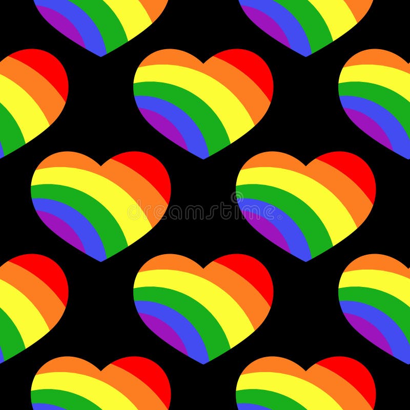 Gay LGBT seamless pattern with rainbow hearts royalty free illustration
