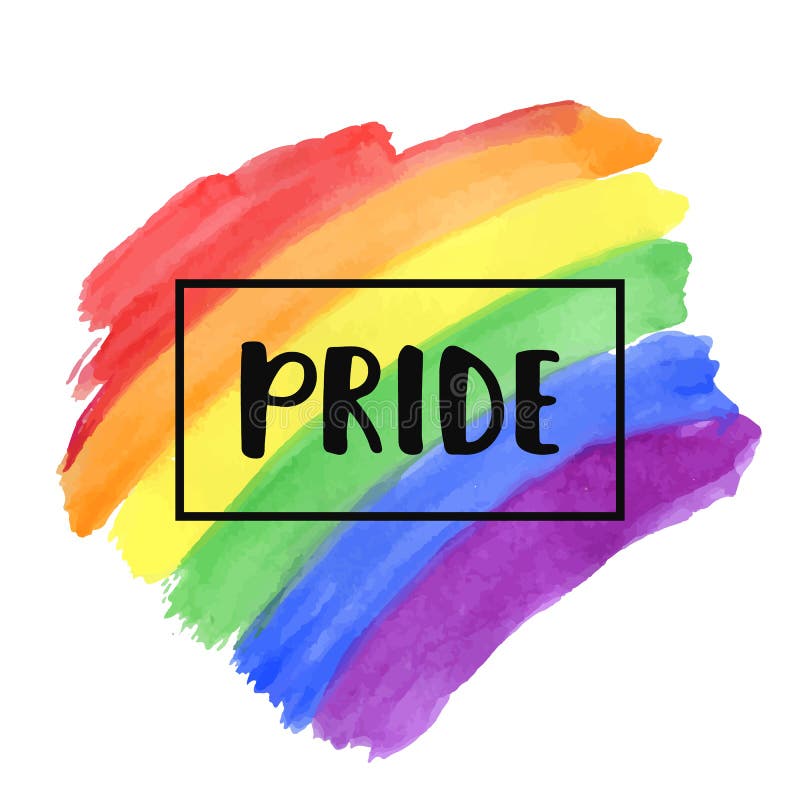 Gay Pride lettering on a watercolor rainbow spectrum flag royalty free illustration Gay Pride lettering on a watercolor rainbow spectrum flag royalty free illustration