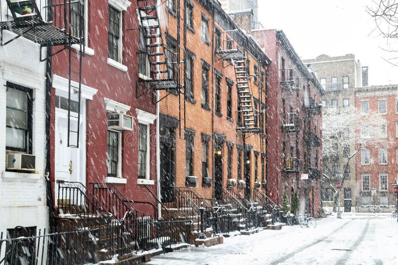 Winter Street Scene in New York City Stock Image - Image of