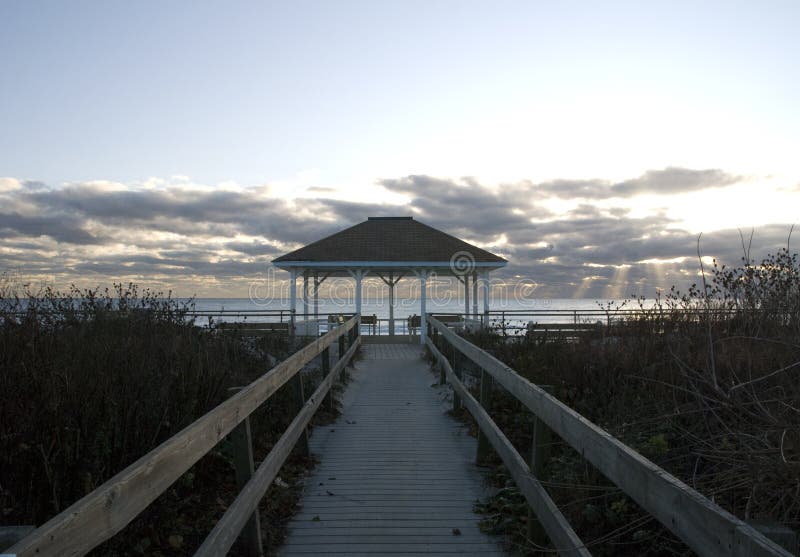 Gazebo on beach stock photo. Image of walkway, evening 7192540