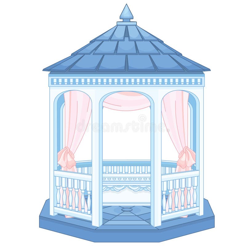 Gazebo di legno all'aperto del giardino all'aperto illustrazione vettoriale Gazebo di legno all'aperto del giardino all'aperto illustrazione vettoriale