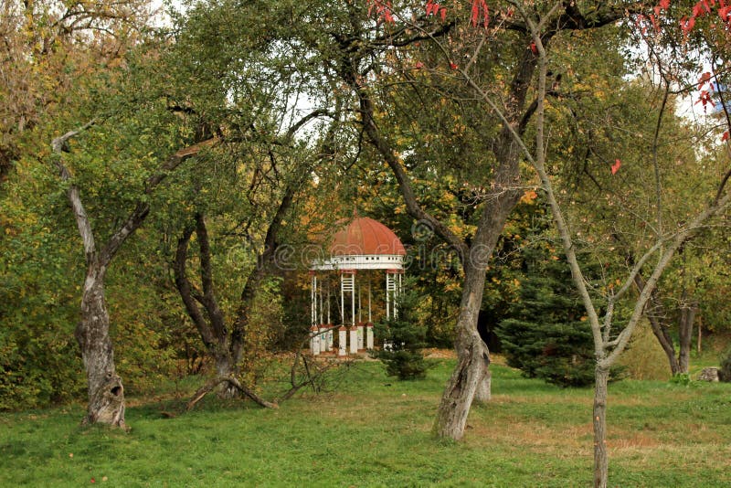 Gazebo Framed by Autumn Trees Stock Photo Image of yard, green 201124998