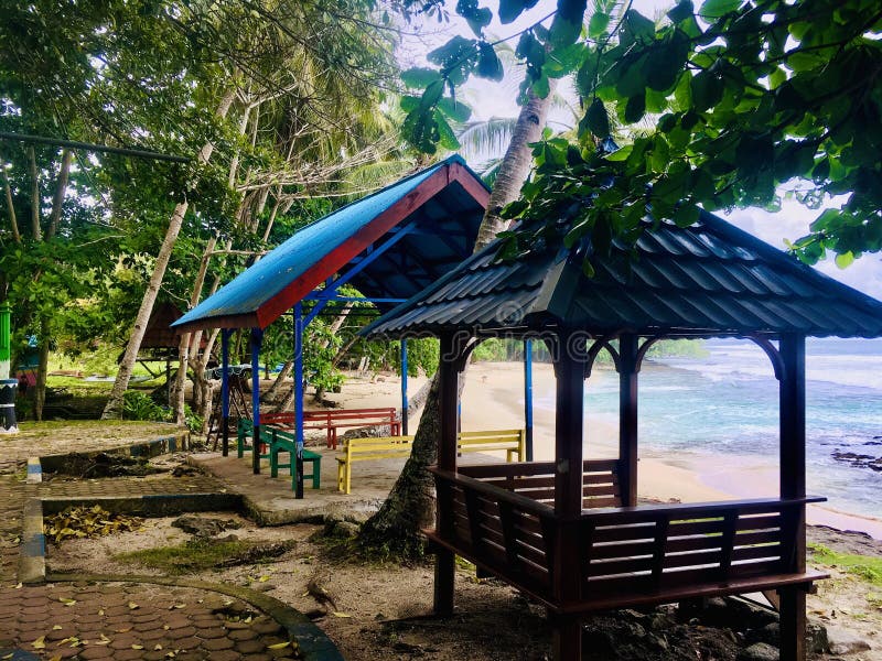 Simple Gazebos on the Beach Stock Photo - Image of plant, vacation ...