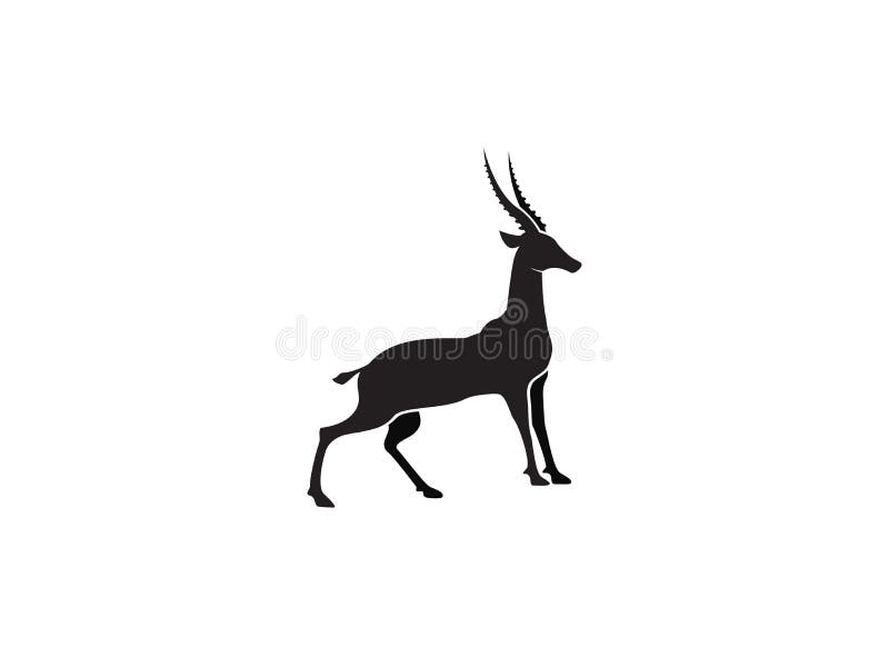 Gazelle Silhouette Black Antelope. Ghazal Vector Stand Side View  Illustration Isolated on White Background Stock Vector - Illustration of  antelope, background: 180280295