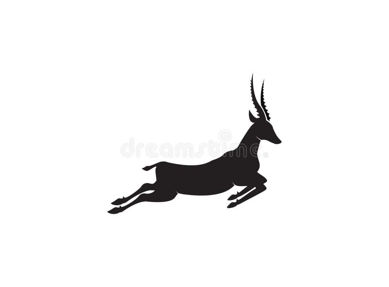 Gazelle silhouette jump black antelope. Ghazal run vector stand side view illustration isolated on white background