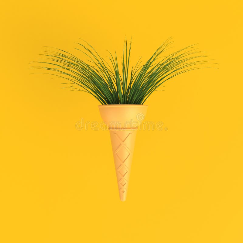 Gałęziasty drzewo w lody rożka abstrakcjonistycznym minimalnym żółtym tle, natury pojęcie ilustracja wektor Gałęziasty drzewo w lody rożka abstrakcjonistycznym minimalnym żółtym tle, natury pojęcie ilustracja wektor