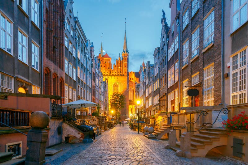 gdansk Mariacka gata på natten fotografering för bildbyråer gdansk Mariacka gata på natten fotografering för bildbyråer