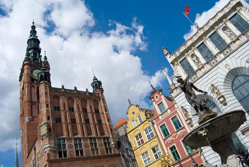 Gdansk Old Town, Neptune statue and City Hall