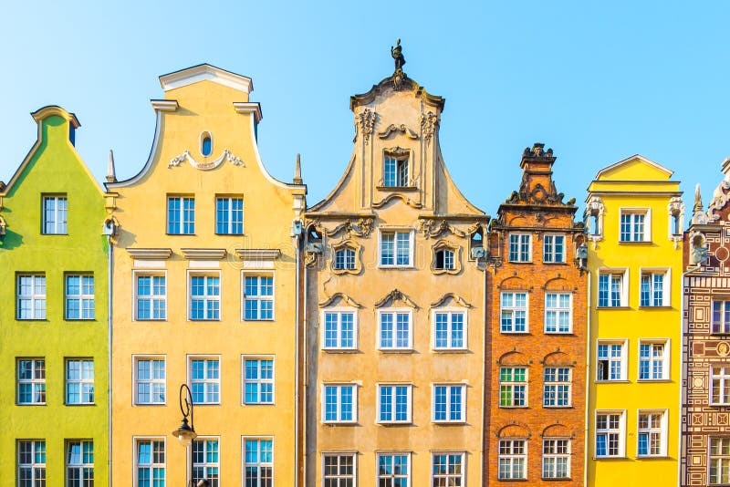 Long Market Street, typical colorful decorative medieval old houses, Royal Route Architecture of.