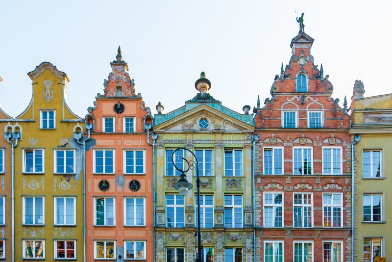 Long Market Street, typical colorful decorative medieval old houses, Royal Route Architecture of.