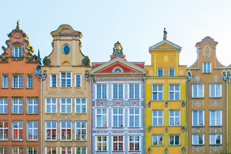 Long Market Street, typical colorful decorative medieval old houses, Royal Route Architecture of.