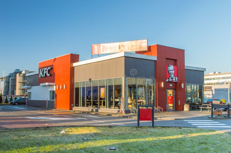 Building of KFC restaurant with drive thru.