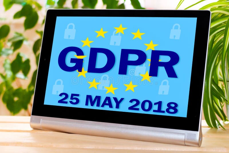 GDPR auf dem Touch Screen der Tablette Vorgeschriebenes Konzept des allgemeine Daten-Schutzes kann 25, 2018 lizenzfreie stockbilder GDPR auf dem Touch Screen der Tablette Vorgeschriebenes Konzept des allgemeine Daten-Schutzes kann 25, 2018 lizenzfreie stockbilder