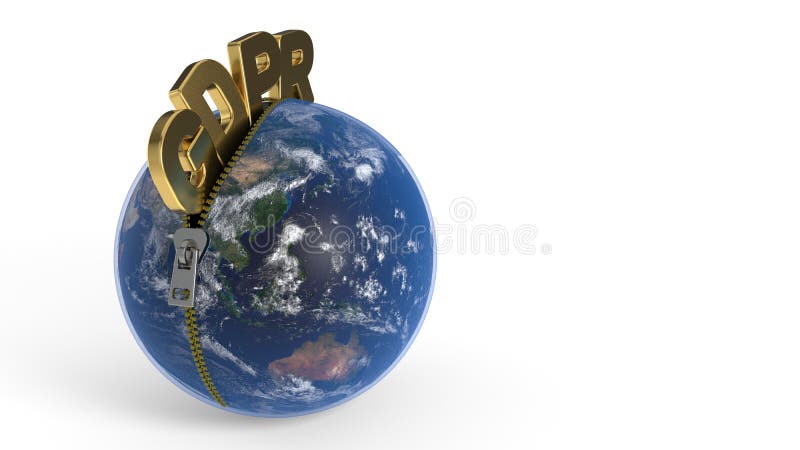 GDPR está deixando o zíper através do mundo, rendição 3d ilustração stock GDPR está deixando o zíper através do mundo, rendição 3d ilustração stock