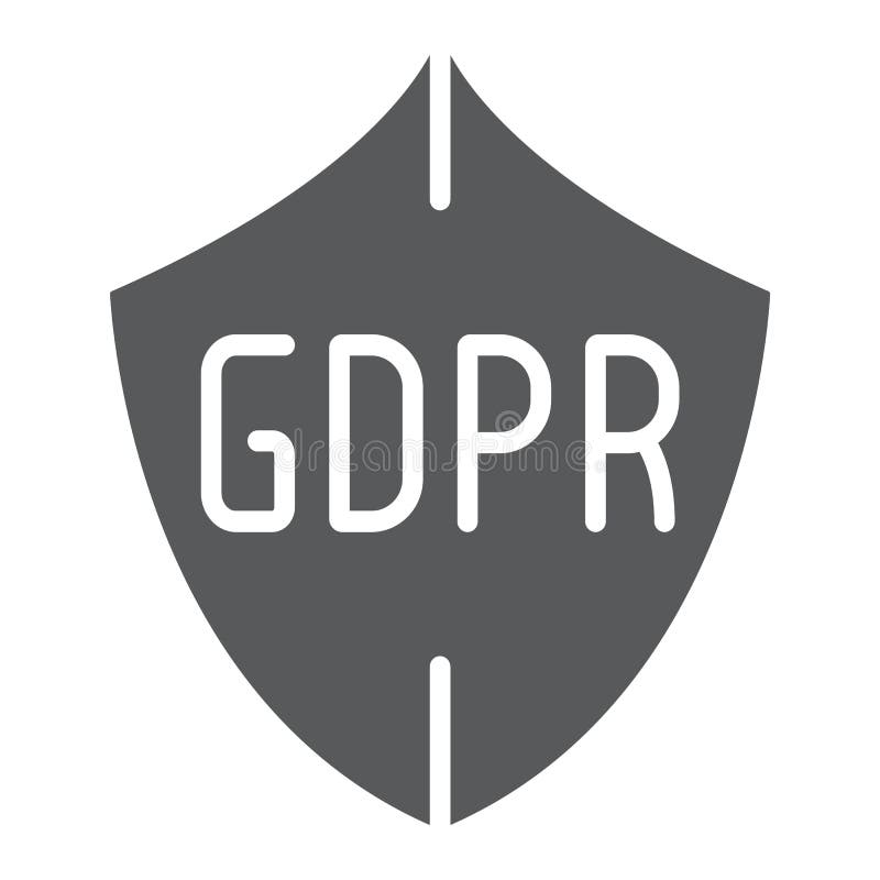 GDPR shield glyph icon, privacy and protect, safety sign, vector graphics, a solid pattern on a white background. stock illustration