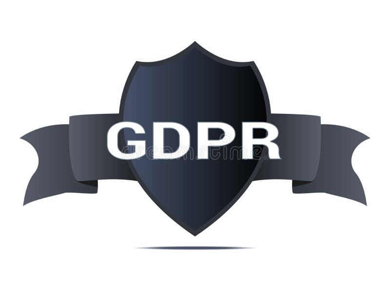 GDPR Shield guarding data, safety sign, vector graphics on white background. vector illustration