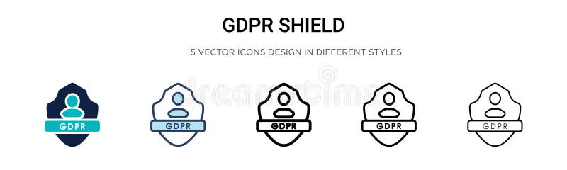 Gdpr shield icon in filled, thin line, outline and stroke style. Vector illustration of two colored and black gdpr shield vector royalty free illustration