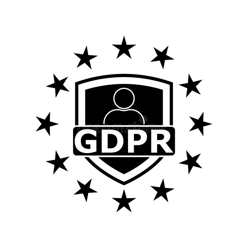 GDPR shield icon isolated on white background vector illustration