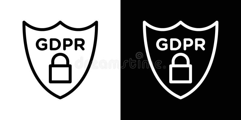 GDPR shield icon vector set on white background stock illustration