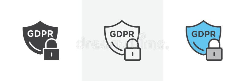 GDPR shield icon vector set on white background vector illustration