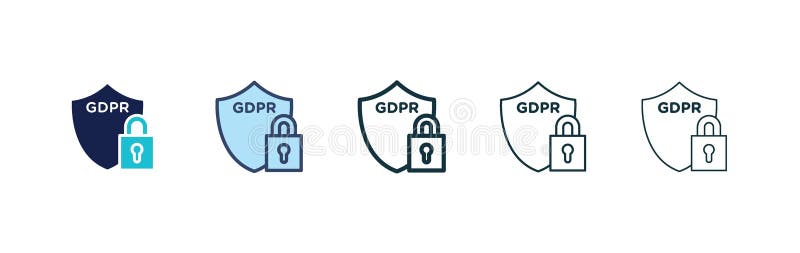 GDPR shield icon vector set on white background royalty free illustration