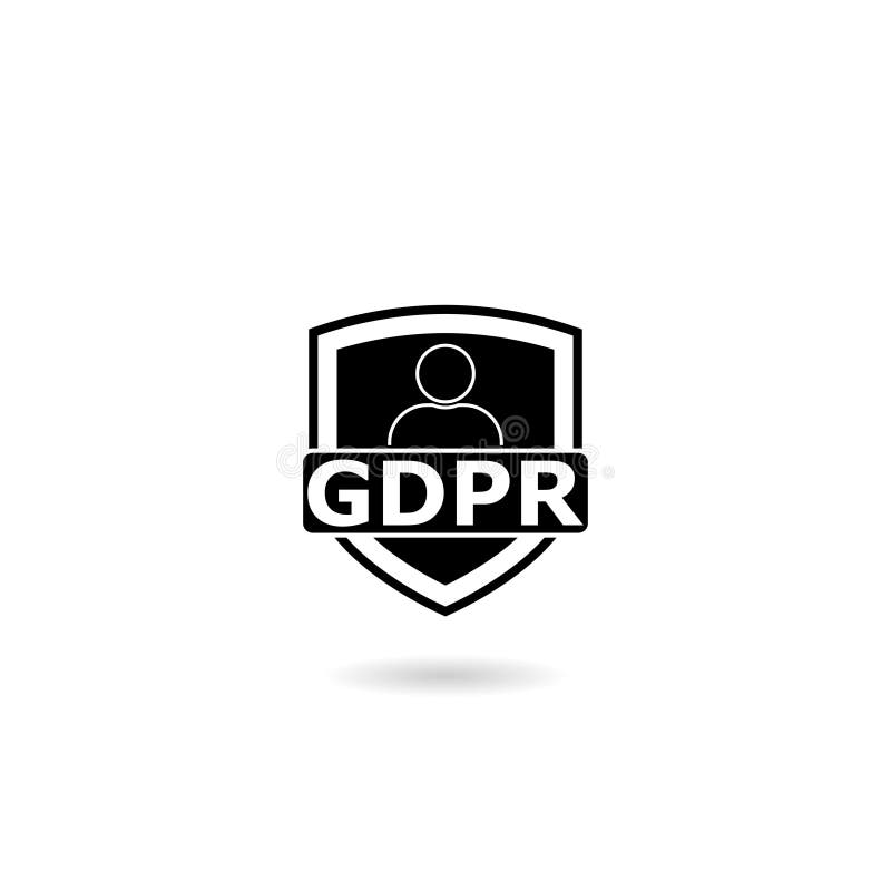 GDPR shield icon with shadow royalty free illustration