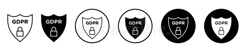 GDPR shield icon vector set on white background stock illustration
