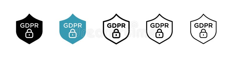 GDPR shield icon vector set on white background stock illustration
