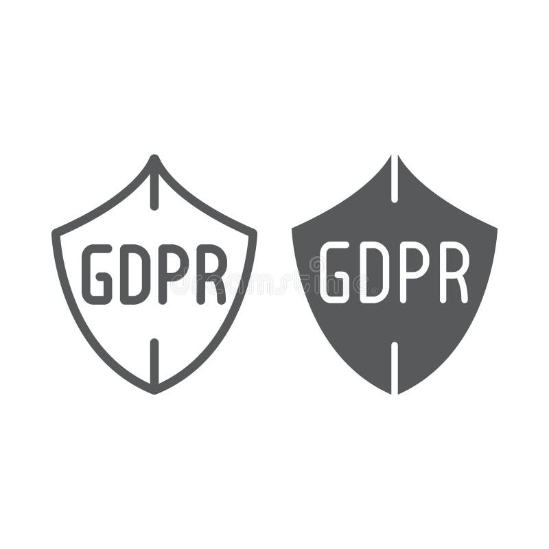 GDPR shield line and glyph icon, privacy and protect, safety sign, vector graphics, a linear pattern on a white stock illustration