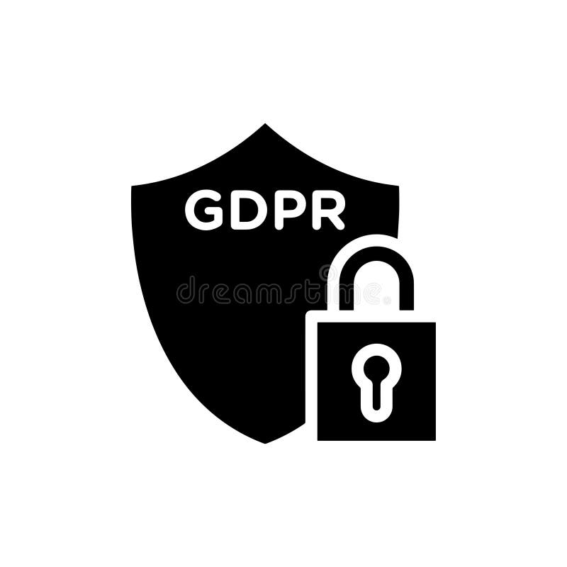 GDPR shield line icon isolated on white background vector illustration