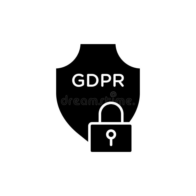 GDPR shield line icon isolated on white background stock illustration