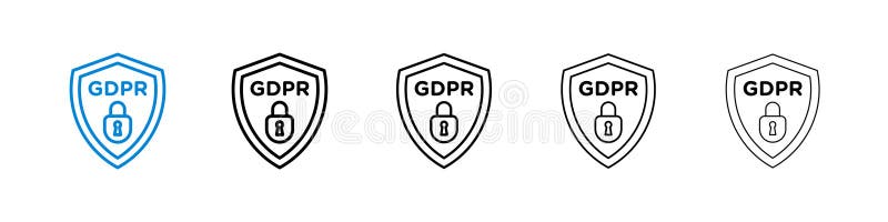 GDPR shield line icon isolated on white background royalty free illustration