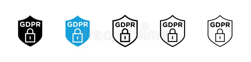 GDPR shield line icon isolated on white background royalty free illustration