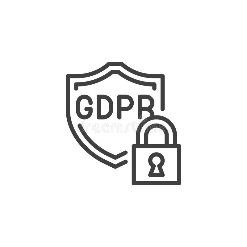 GDPR shield line icon vector illustration