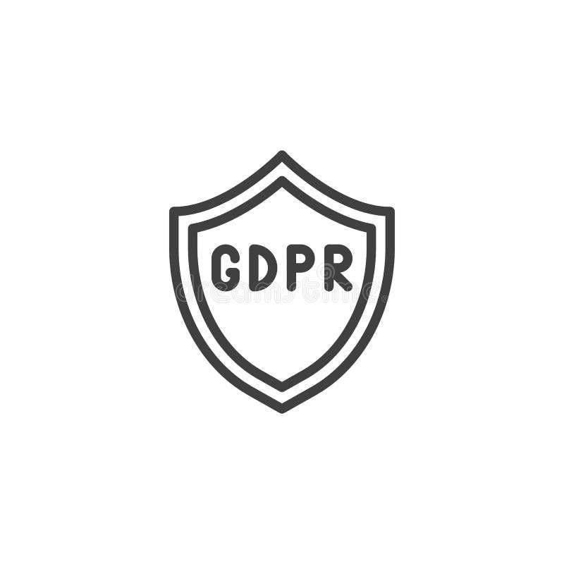 GDPR shield line icon royalty free illustration