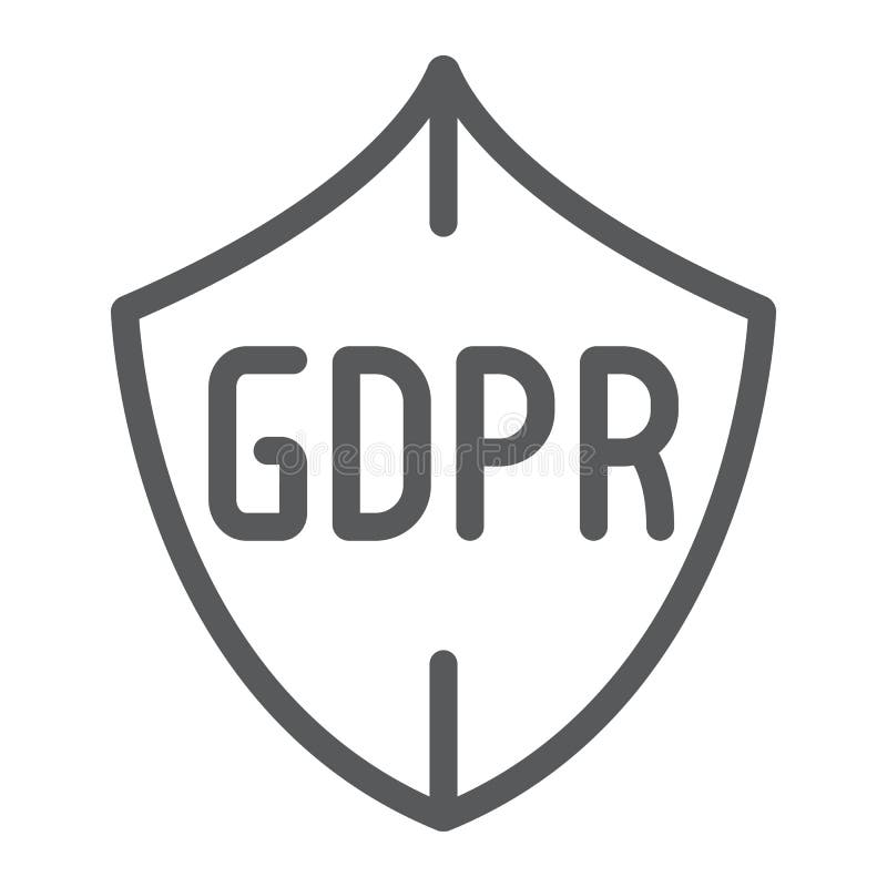 GDPR shield line icon, privacy and protect, safety sign, vector graphics, a linear pattern on a white background. vector illustration