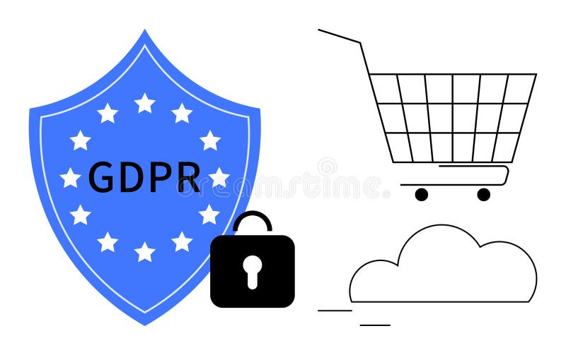 Ensuring GDPR Compliance for Secure Online Shopping vector illustration