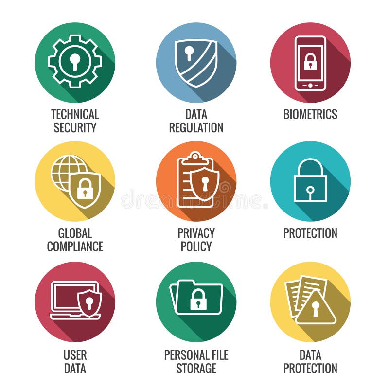 GDPR & Privacy Policy Icon Set with locks, padlocks and shields. GDPR & Privacy Policy Icon Set with locks, padlocks and shields